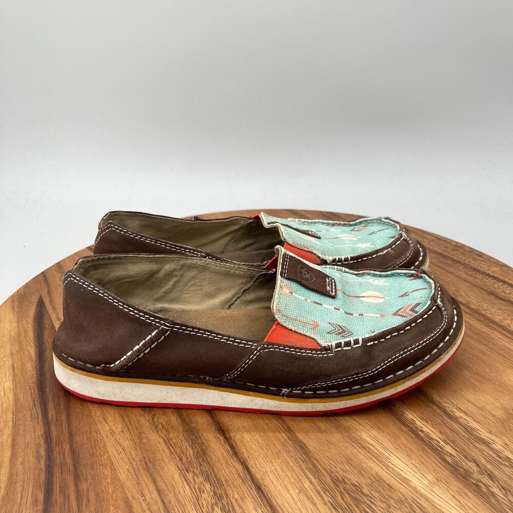 Ariat Cruiser Shoes Womens Size 8 B Arrow Moc Brown Turquoise Leather Casual